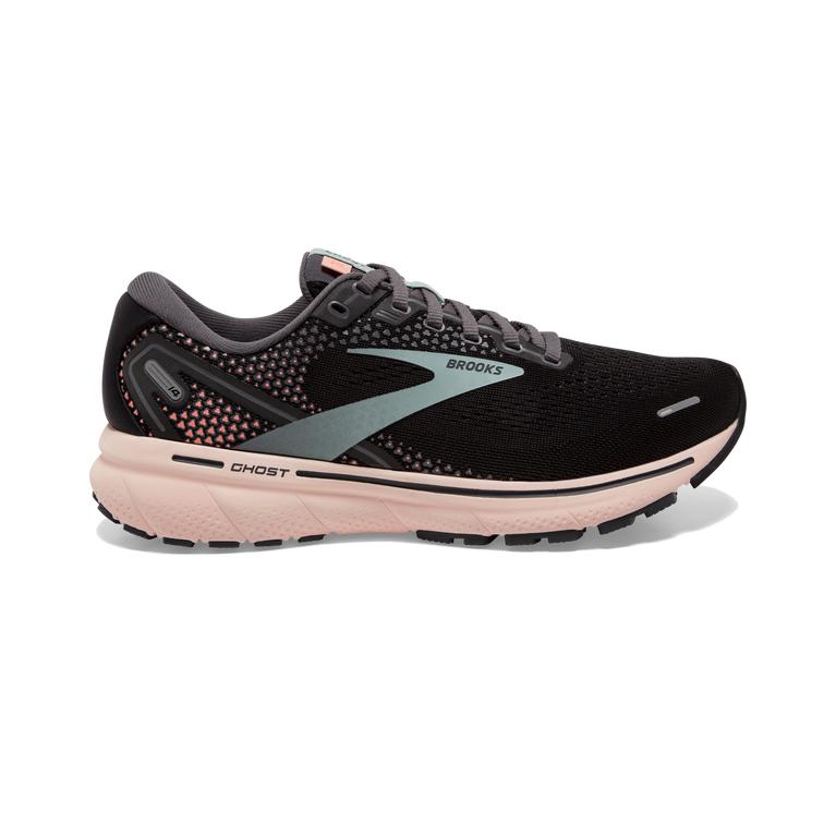 Brooks Ghost 14 Cushioned Women's Road Running Shoes - Black/Pearl/PeachPuff (32469-BDUY)